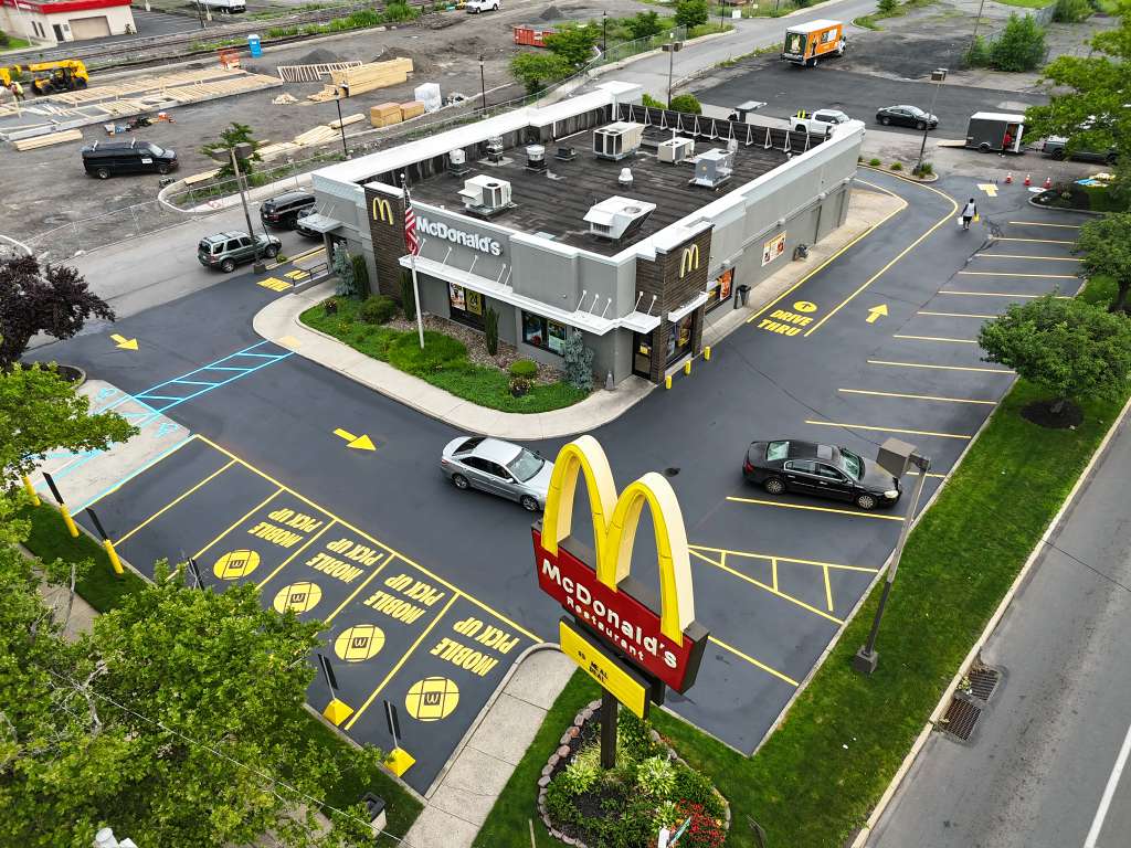 Hospital parking lot with handicap markings