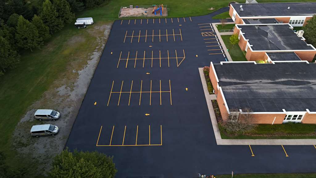 School parking lot striping with bus zones